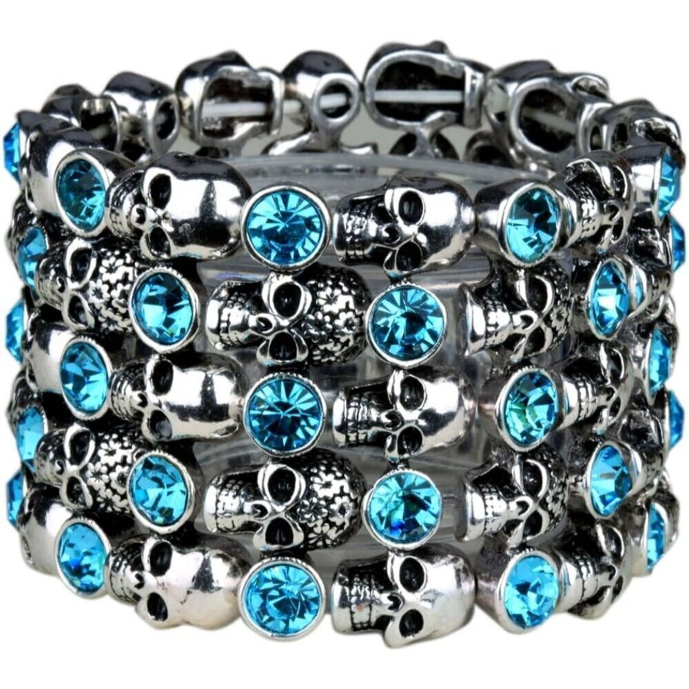 ❤️ Angel Jewelry Women's Crystal Skull Stretch Cuff Bracelet Stylish Jwellery